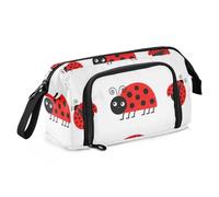 Amooorous Astuccio portamatite, Astuccio Sacchetto, Grande Capacità, Portatile con Scomparti per Adolescenti, Viaggi, Sette Stelle, Coccinelle, Cartoni Animati, Carino, Rosso
