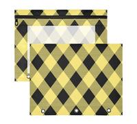 Amooorous Astuccio portamatite portatile per lettere formato A4, confezione da 2 pezzi, per insegnanti, forniture scolastiche, argylle, bufalo, scozzese, scozzese, giallo, nero