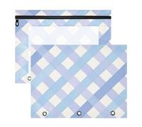 Amooorous Astuccio portamatite portatile per raccoglitori a 3 anelli, confezione da 2 articoli scolastici per studenti, bella fantasia scozzese blu
