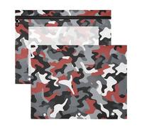 Amooorous Astuccio portapenne a 3 fori per raccoglitori a 3 anelli, confezione da 2 pezzi, per studenti di classe, mimetico, grigio, rosso, nero