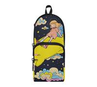 Amooorous Astuccio portapenne con gatto giallo in nylon a 3 scomparti, grande capacità, astuccio per ragazzi cancelleria per infermiere ufficio 1600 ml