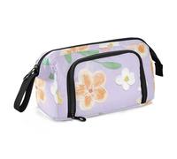 Amooorous Astuccio portapenne grande capacità artista astuccio con manico astuccio con scomparti per bambini asilo viola fresco carino piccolo fiore