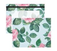 Amooorous Astuccio portapenne portatile per raccoglitori a 3 anelli, confezione da 2 pezzi, per studenti, casa, romantico, rosa rosa