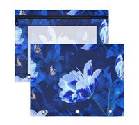 Amooorous Astuccio portapenne trasparente con finestra per raccoglitori a 3 anelli, confezione da 2 pezzi, per studenti e casa, motivo floreale, blu reale