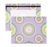 Amooorous Astuccio portatile a 3 fori per raccoglitori a 3 anelli, confezione da 2 pezzi, per studenti per il rientro a scuola, con cerchi viola pastello