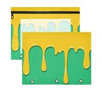 Amooorous Astuccio robusto con 3 anelli per lettere formato A4, confezione da 2 pezzi, per insegnanti, scuola, pittura graffiti, arancione e verde