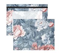Amooorous Astuccio robusto con 3 anelli per raccoglitori a 3 anelli, confezione da 2 pezzi, per studenti di classe, vintage, blu, rosa