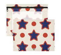Amooorous Astuccio robusto per matite formato A4, 2 pezzi, per insegnanti, ritorno a scuola, rosso vino, stelle, pois beige