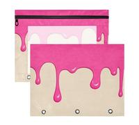 Amooorous Astuccio robusto portapenne per lettere formato A4, confezione da 2 pezzi, per insegnanti, ritorno a scuola, alla moda, pittura graffiti, rosa, beige