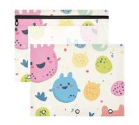 Amooorous Astuccio robusto portapenne per raccoglitori a 3 anelli, confezione da 2 articoli scolastici per studenti con simpatici mostri dei cartoni animati