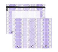Amooorous Astuccio trasparente con finestra a 3 anelli per lettere A4, confezione da 2 pezzi, per studenti e scuola, graziose strisce viola in pizzo