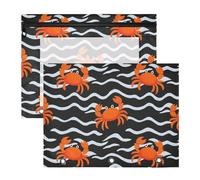 Amooorous Astuccio trasparente con finestra a 3 fori per lettere A4, confezione da 2 pezzi per studenti e forniture artistiche con motivo a onde di granchio arancione