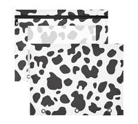 Amooorous Astuccio trasparente con finestrella per lettere formato A4, confezione da 2 pezzi, per studenti, casa, bianco, nero, stampa leopardata