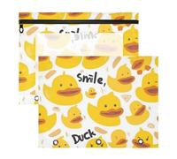 Amooorous Astuccio trasparente per lettere di carta A4, confezione da 2 pezzi, per studenti scolastici, forniture per insegnanti, graziose anatre semplici gialle
