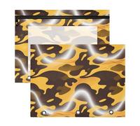 Amooorous Astuccio trasparente portapenne per lettere formato A4, confezione da 2 pezzi, per insegnanti, ufficio, mimetico, giallo e marrone