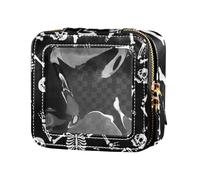 Amooorous Beauty case in pelle trasparente con scheletri che ballano tutti i santi Happy Halloween borsa per cosmetici da viaggio, Scheletri che ballano Ognissanti Happy Halloween, 1 size