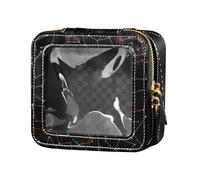 Amooorous Beauty case trasparente Cosmic Techno Lines nero per cosmetici da viaggio, Linee tecno cosmiche nere, 1 size