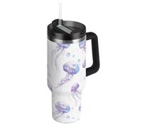 Amooorous Beauty Moon - Bicchieri sottovuoto in acciaio inox con cannuccia, resistenti alle perdite, decorazione per casa, ufficio o auto, vaso per caffè, 1180 ml