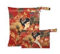 Amooorous Beauty Woman - Borsa per la biancheria impermeabile, stile giapponese, confezione da 2, essenziale da viaggio per volare con manici per asilo nido, viaggio