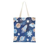 Amooorous Bella Blu ROCKETS Planet Canvas Tote Bulk con manici Tote Bag Con Tasche Borsa da spiaggia di tela per uso quotidiano Bolsa de lona