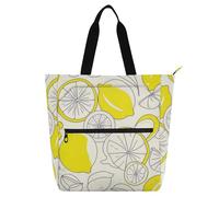 Amooorous Bella borsa decorativa per bambini e adulti, schizzo giallo limone, borsa estiva robusta per biblioteca, borsa a tracolla con cerniera per università, shopping, spiaggia