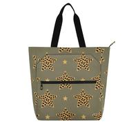 Amooorous Bella borsa decorativa per ragazzi e ragazze donne con stampa leopardata cartone animato stella marrone borsa scuola impermeabile con tasche con cerniera per la scuola