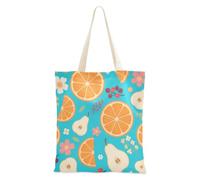 Amooorous Berry Orange Pera Texture Floreale Blu Canvas Tote Bag con manici Estetica Tote Bag Canvas Totes Per Le Donne per Viaggiare Bolsa de lona
