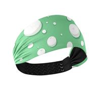 Amooorous Bianco Rotondo Spots su uno sfondo verde Fascia di raffreddamento Capelli elastici per pallavolo Uso quotidiano escursionismo banda para el cabello
