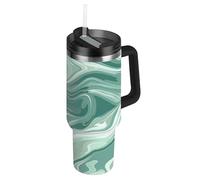 Amooorous Bicchieri sottovuoto a bocca larga in acciaio inox grigio-verde con cannuccia resistente alle perdite, tazza termica decorativa per acqua, tè freddo o caffè termos para Cafe con pitillo 1180