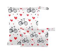 Amooorous Bike Simple Line Art Borsa bagnata per bambini a forma di cuore con cerniera per San Valentino 2 Pack borsa per pannolini oggetti essenziali con manici per il bagno, palestra