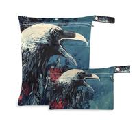 Amooorous Bird Night Bloody borsa impermeabile riutilizzabile confezione da 2 borse per pannolini oggetti essenziali con manici per il bagno, asilo nido