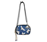 Amooorous Blu e Dorato Giapponese Cloud Crane Side Purse Crossbody per le Donne Moda con Slot per Carte di Credito Sacchetto Del Telefono Cellulare Camminare il cane bolsos negros para mujeres