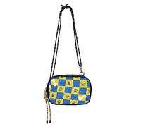 Amooorous Blu e Giallo Checked Paw Prints Carino Crossbody Borse per Mens Comfort con Cinghia Regolabile Borse a tracolla da donna Have a meal bolsos de marca para mujer