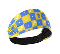 Amooorous Blu e Giallo Grid Paw Prints no slip tie fascia per le donne Elastico testa fasce per il sudore per le donne per escursionismo Sport Atletico Corsa banda para el cabello