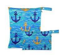 Amooorous Blu e Giallo Vintage Ocean Borse riutilizzabili per costumi da bagno 2 Pack Wet Bag per costume da bagno con manici per piscina, spiaggia