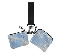 Amooorous Blu e oro Fantasy Dream - Portafogli doppi da donna, porta biglietti da visita, porta carte di credito alla moda, con tasca con cerniera, per lavoro, viaggi, 2 pezzi, Fantasia Sogno Blu e