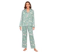 Amooorous Blu e Rosa Romantico Fiori di San Valentino Pigiama da donna in raso Leggero e confortevole Set di pigiama setoso per le donne Matrimonio Slumber Party M Pigiama para Mujer de Algodon Manica