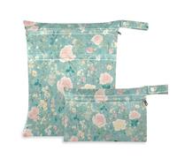 Amooorous Blu e Rosa Romantico San Valentino Fiori Borsa a prova di disordine per viaggio Confezione da 2 elementi essenziali da viaggio per bambini con manici per yoga, piscina