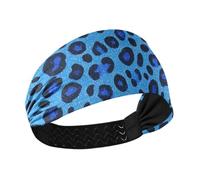 Amooorous Blu Leopard Print antiscivolo grandi fasce per le donne fasce elastiche per il sudore per la testa per il ciclismo yoga uso quotidiano cintas para el cabello de mujer