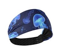 Amooorous Blu Medusa Galleggiante nel Mare no slip moda fasce per le donne Elastico sudore per basket escursionismo Atletico Sport cintillos de pelo para mujeres