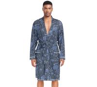 Amooorous Blu Navy Rose romantiche per San Valentino Accappatoio da uomo a maniche lunghe accappatoio da doccia camicia da notte uomo uomo scollo a V camicia da notte albornoz para Hombre spa per