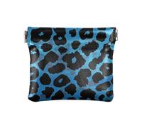 Amooorous Blu Nero Leopard Print Piccolo Portamonete in Pelle Impermeabile Mini Portafoglio Porta Carte per Uomo Donna Viaggio, Stampa leopardata blu nera, 1 size