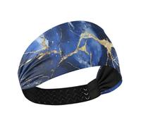 Amooorous Blu Oro Irregolare Texture Marmo Raffreddamento Fasce spesse per le donne Fasce elastiche per il sudore per pallavolo Uso quotidiano Ciclismo diadema para ni?as