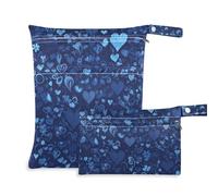 Amooorous Blu Romantico San Valentino Fiori borse impermeabili per pannolini Confezione da 2 elementi essenziali da viaggio per bambini con manici per spiaggia, spiaggia