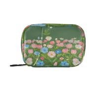 Amooorous Blu Rosa Fiori in Estate Medicina Storage Bag con Scomparti Staccabili Portatile Portatile Pillola Organizzatore per Borsa