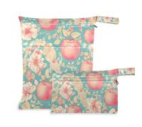 Amooorous Blu Rosa Romantico San Valentino Fiore Personalizzato Zip Baby Wet Bag 2 Pack Essenziali da viaggio per il bambino con maniglie per asilo nido, viaggio