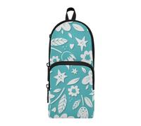 Amooorous Blu-verde Bella Fresco Floreale Nylon 3 Scomparti Matita Borse per Bambini Grande Capacità Penna Matita Astuccio Cancelleria per Ragazze College 1600ml