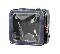 Amooorous Blu-verde Bohemian Classical Vintage Floral Cute Makeup Case Bag Clear Travel Toiletry Bag Cosmetic Bag per volare, Blu-Verde Bohemian Classico Vintage Floreale, 1 size