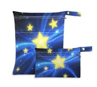 Amooorous Blue and Gold Romantic Sky - Borsa riutilizzabile per pannolini bagnati, confezione da 2, per costume da bagno con manici per asilo nido, yoga