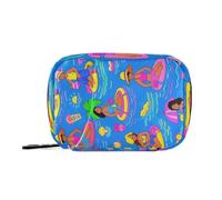 Amooorous Blue Beach Party Cartoon Summer borsa di pronto soccorso con scomparti staccabili comodo organizzatore pillola per borsa, Blu Beach Party cartone animato estate, 1 size